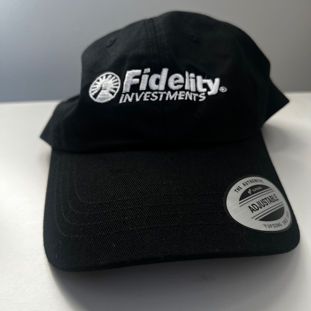 Fidelity Investments Hat Yupoong Black Cotton Adjustable Strapback Logo Cap